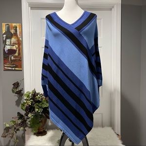 New Directions Black & Blues Poncho Style Sweater - Size L